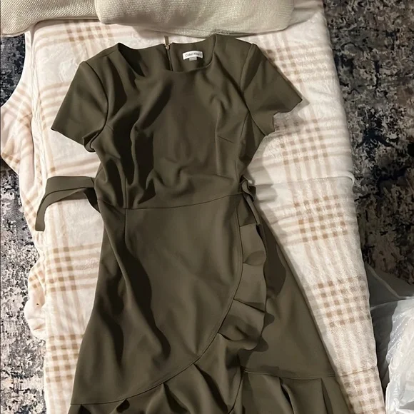 Calvin Klein | Dresses | Calvin Klein Green Ruffled Wrap Mini Dress |  Poshmark